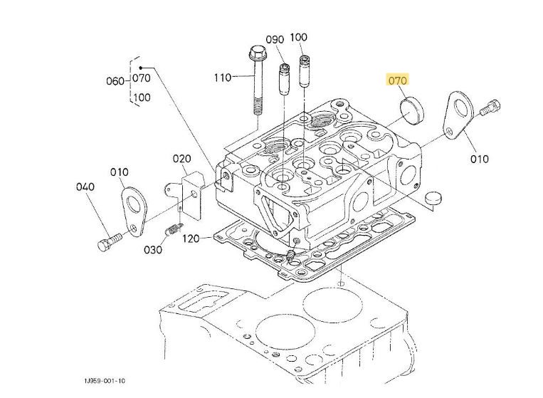 Schéma culasse Aixam moteur Kubota Z402 et Z482