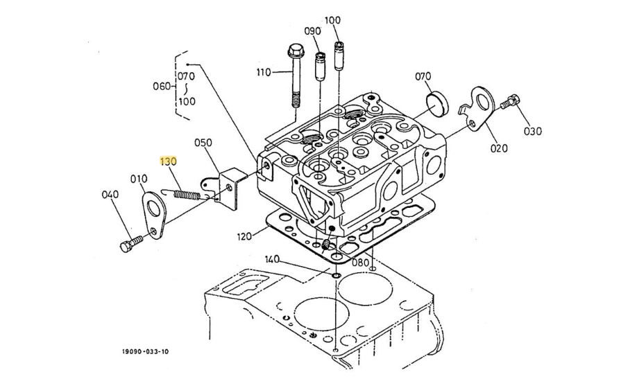 Schéma Ressort Accélérateur Aixam moteur Kubota Z402 - Z482 - Z602