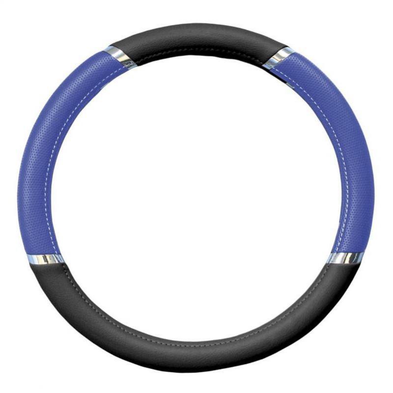Black and blue steering wheel cover